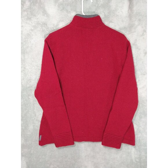 Woolrich Sweater Womens XL Red Ruby Wool Long Sleeve 1/4 Zip Pullover - Picture 2 of 8